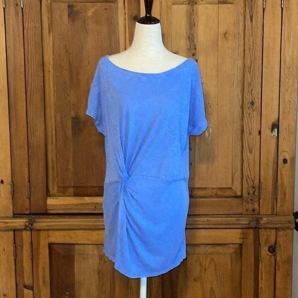 Anthropologie Blue Twist Knot Tee Blouse Sz. S - Picture 1 of 13